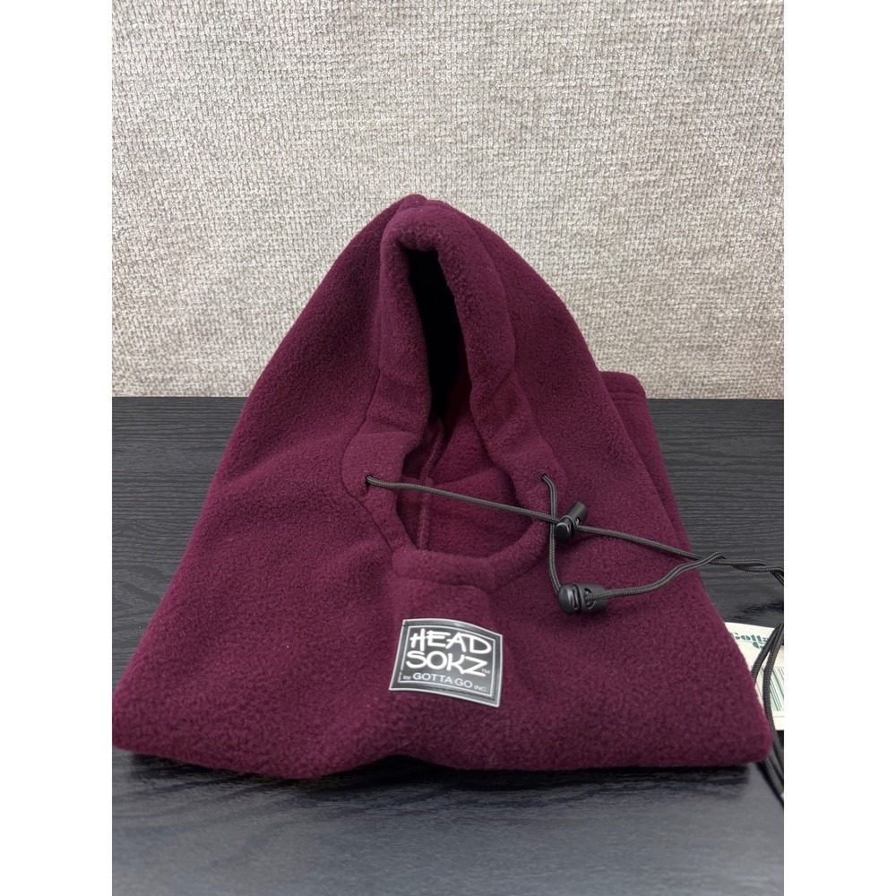 Head Sokz Polartec Fleece 5-in-1 Balaclava Neck Warmer Hood Burgundy Made in USA